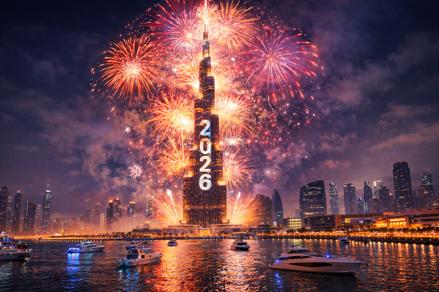 Dubai Burj Khalifa New Year 2026 Fireworks